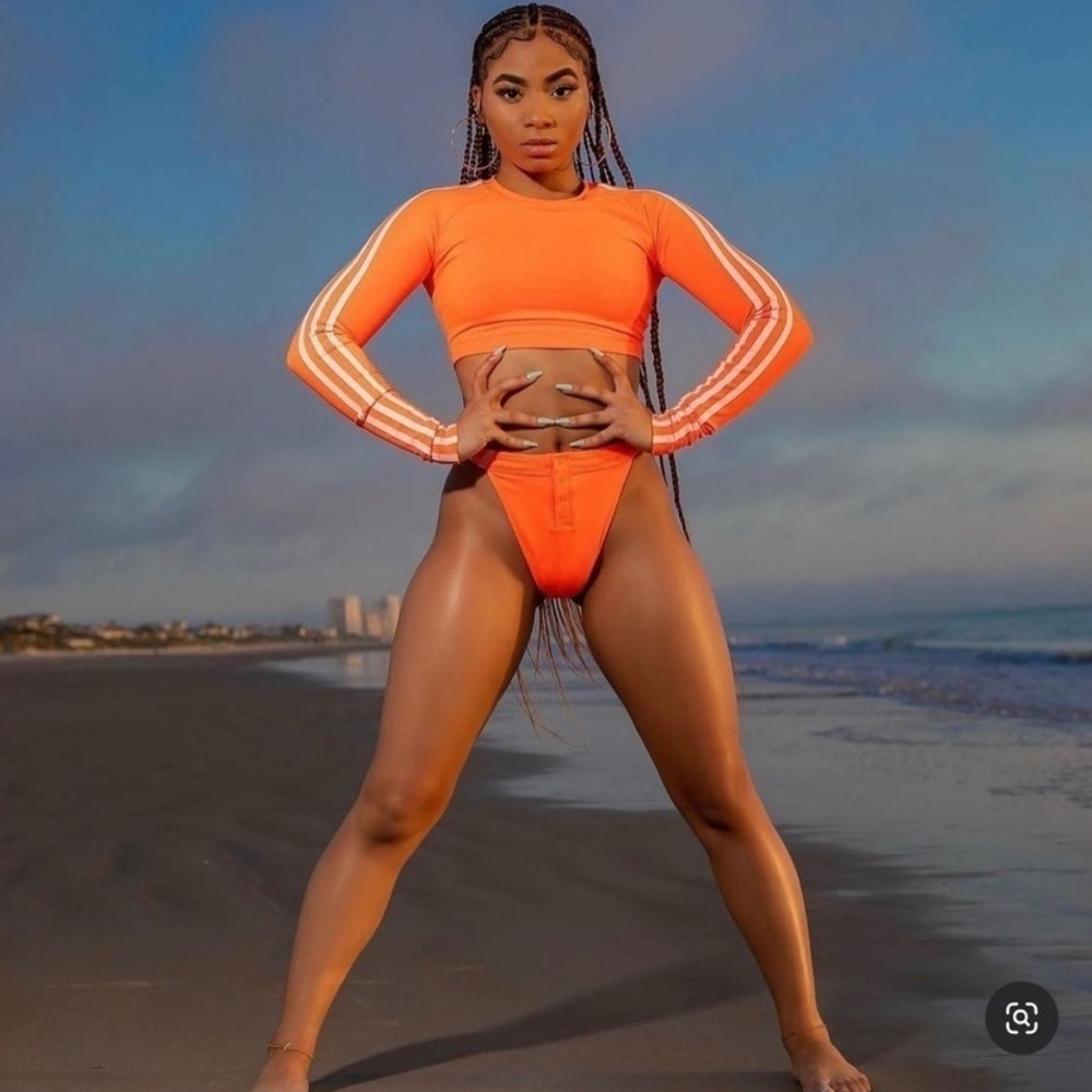 IVY PARK Beyonce x Adidas 2pc Bikini Set Neon Orange Swim Top L Bottoms XL